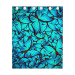 Turquoise Butterfly Pattern Print Curtain