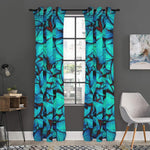 Turquoise Butterfly Pattern Print Curtain