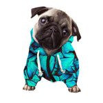 Turquoise Butterfly Pattern Print Dog Zip Up Hoodie