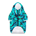 Turquoise Butterfly Pattern Print Dog Zip Up Hoodie