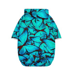 Turquoise Butterfly Pattern Print Dog Zip Up Hoodie