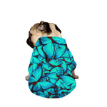 Turquoise Butterfly Pattern Print Dog Zip Up Jacket