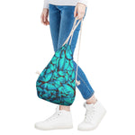 Turquoise Butterfly Pattern Print Drawstring Bag