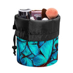 Turquoise Butterfly Pattern Print Drawstring Makeup Bag