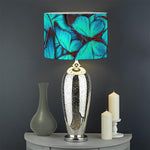 Turquoise Butterfly Pattern Print Drum Lamp Shade
