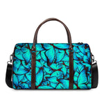 Turquoise Butterfly Pattern Print Duffle Bag