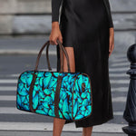 Turquoise Butterfly Pattern Print Duffle Bag