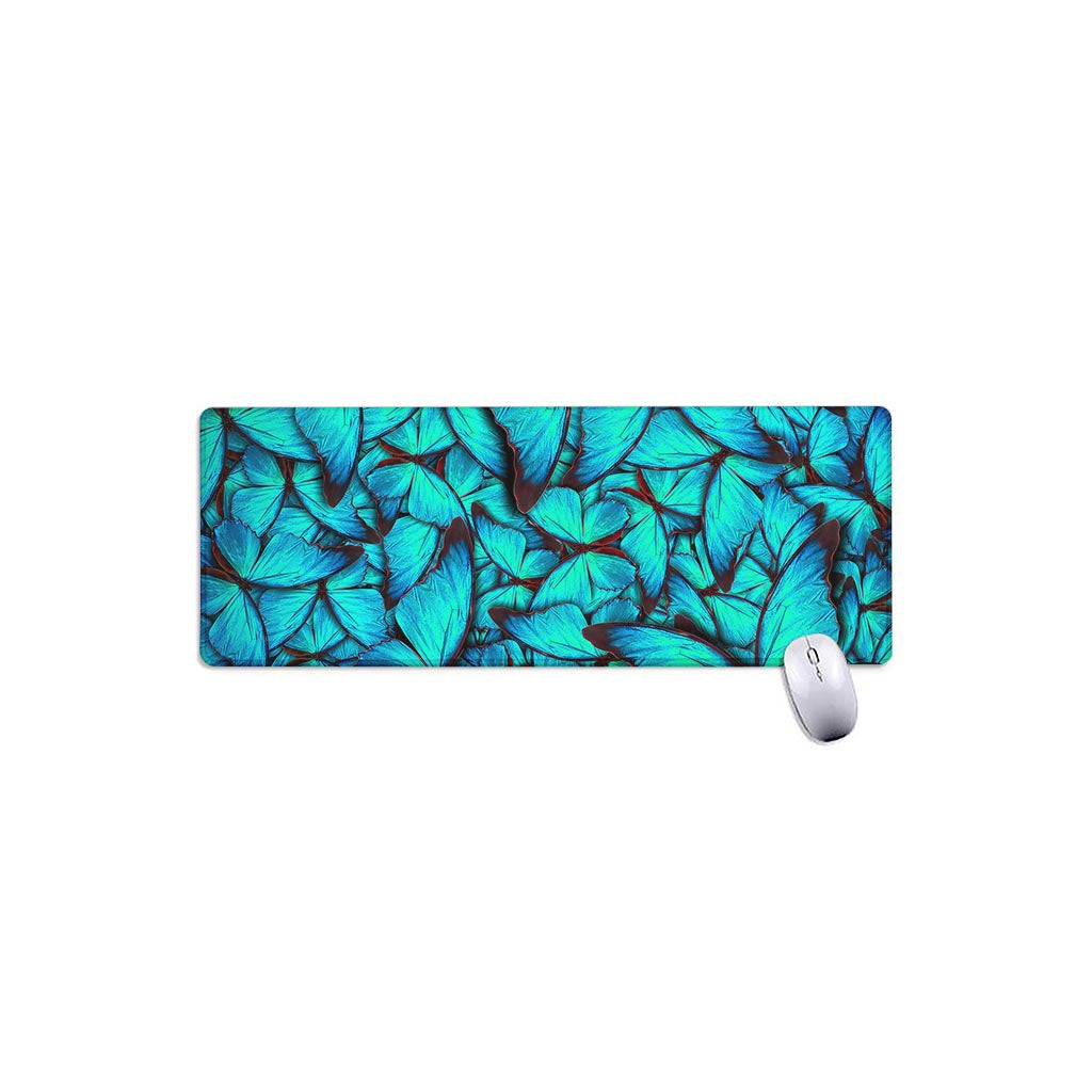 Turquoise Butterfly Pattern Print Extended Mouse Pad