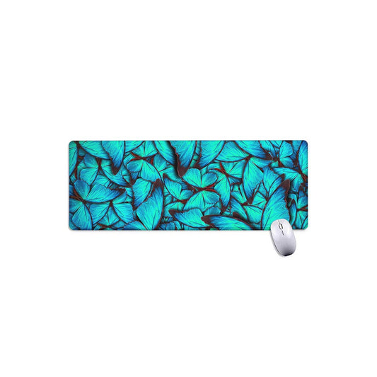 Turquoise Butterfly Pattern Print Extended Mouse Pad