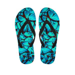 Turquoise Butterfly Pattern Print Flip Flops
