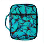 Turquoise Butterfly Pattern Print Front Pocket Bible Bag