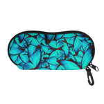 Turquoise Butterfly Pattern Print Glasses Case