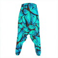 Turquoise Butterfly Pattern Print Hammer Pants