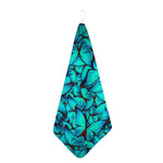 Turquoise Butterfly Pattern Print Hand Towel