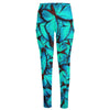 Turquoise Butterfly Pattern Print High-Waisted Pocket Leggings