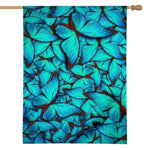 Turquoise Butterfly Pattern Print House Flag