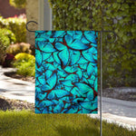 Turquoise Butterfly Pattern Print House Flag
