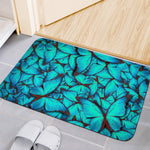 Turquoise Butterfly Pattern Print Indoor Door Mat