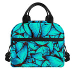 Turquoise Butterfly Pattern Print Insulated Lunch Bag