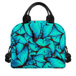 Turquoise Butterfly Pattern Print Insulated Lunch Bag