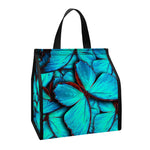 Turquoise Butterfly Pattern Print Insulated Lunch Tote