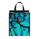 Turquoise Butterfly Pattern Print Insulated Lunch Tote