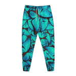 Turquoise Butterfly Pattern Print Jogger Pants