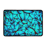 Turquoise Butterfly Pattern Print Kitchen Mat