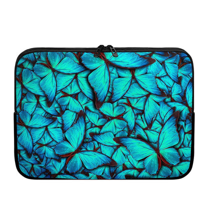 Turquoise Butterfly Pattern Print Laptop Sleeve