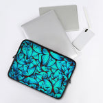 Turquoise Butterfly Pattern Print Laptop Sleeve