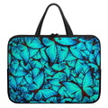 Turquoise Butterfly Pattern Print Laptop Sleeve With Handle
