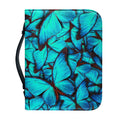 Turquoise Butterfly Pattern Print Leather Bible Cover