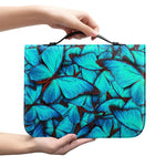Turquoise Butterfly Pattern Print Leather Bible Cover