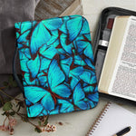 Turquoise Butterfly Pattern Print Leather Bible Cover
