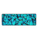 Turquoise Butterfly Pattern Print Long Kitchen Mat