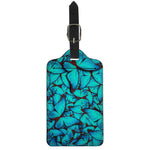 Turquoise Butterfly Pattern Print Luggage Tag