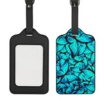 Turquoise Butterfly Pattern Print Luggage Tag
