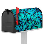 Turquoise Butterfly Pattern Print Mailbox Cover