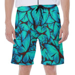 Turquoise Butterfly Pattern Print Men's Beach Shorts