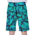 Turquoise Butterfly Pattern Print Men's Beach Shorts