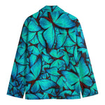 Turquoise Butterfly Pattern Print Men's Blazer