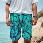 Turquoise Butterfly Pattern Print Men's Cargo Shorts