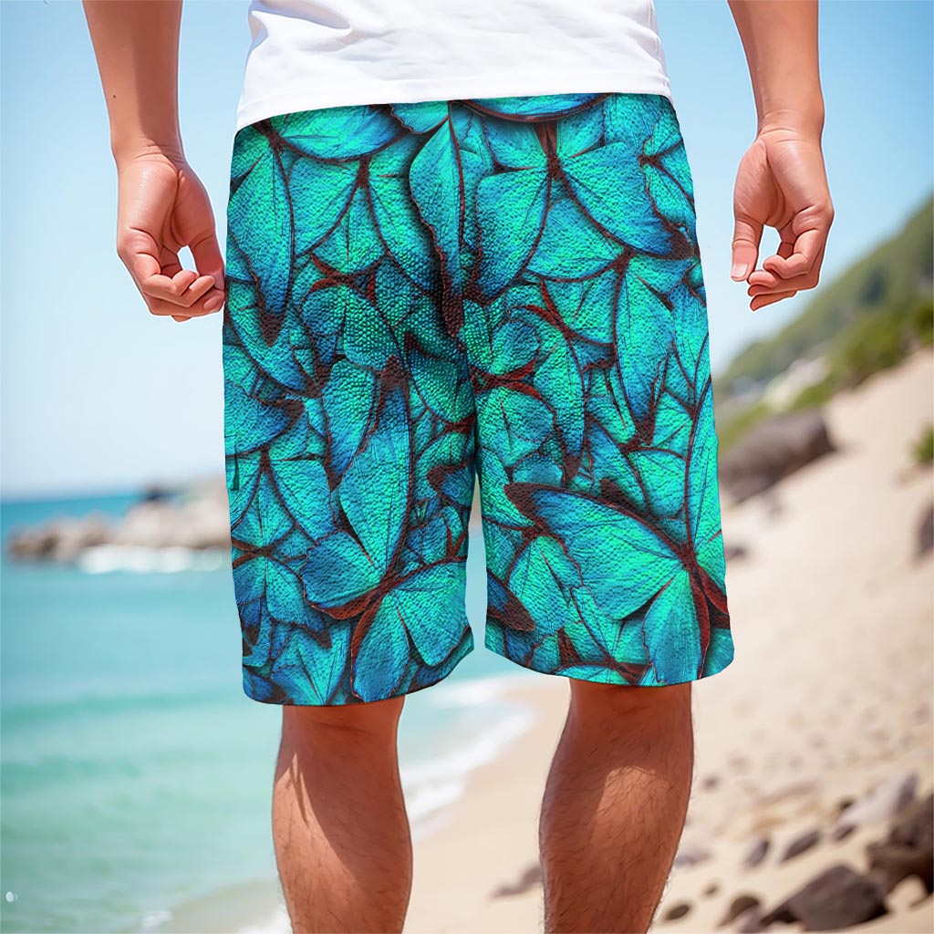 Turquoise Butterfly Pattern Print Men's Cargo Shorts