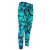 Turquoise Butterfly Pattern Print Men's Compression Pants