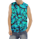 Turquoise Butterfly Pattern Print Men's Fitness Tank Top