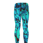 Turquoise Butterfly Pattern Print Men's leggings