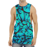 Turquoise Butterfly Pattern Print Men's Muscle Tank Top