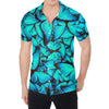 Turquoise Butterfly Pattern Print Men's Shirt