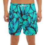 Turquoise Butterfly Pattern Print Men's Split Running Shorts