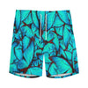 Turquoise Butterfly Pattern Print Men's Sports Shorts